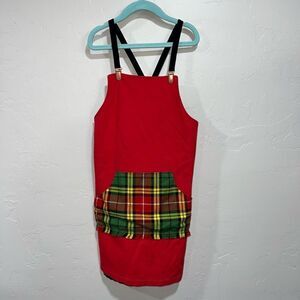 Junior Gaultier red & plaid suspender dress / jumper size 12